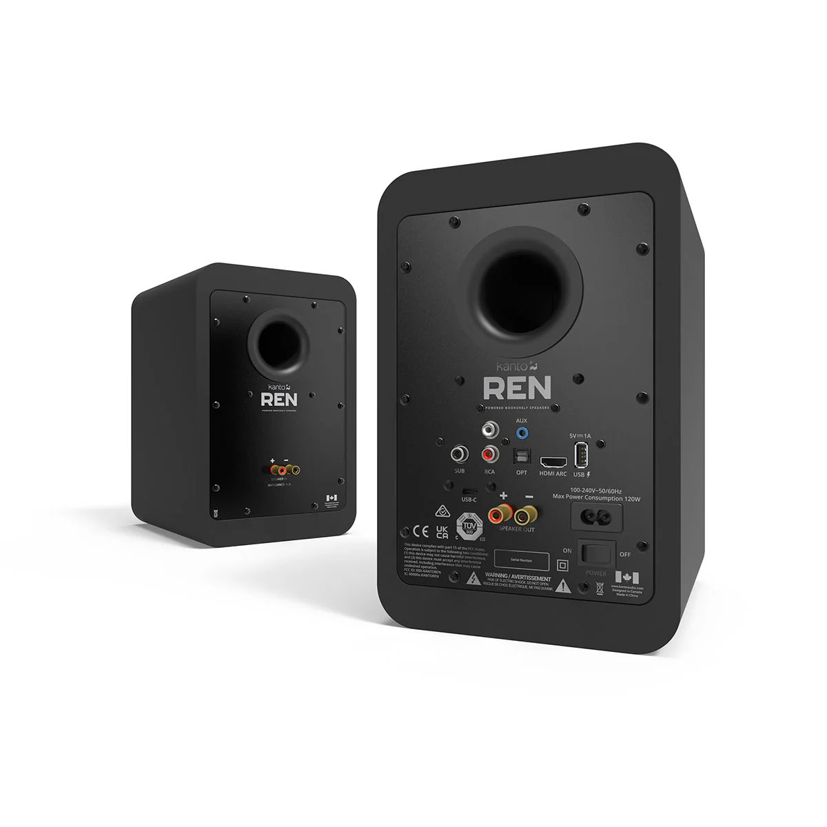 Kanto OPEN BOX REN 200W Powered Bookshelf Speakers - Matte Black - Pair - A Grade - Image 2