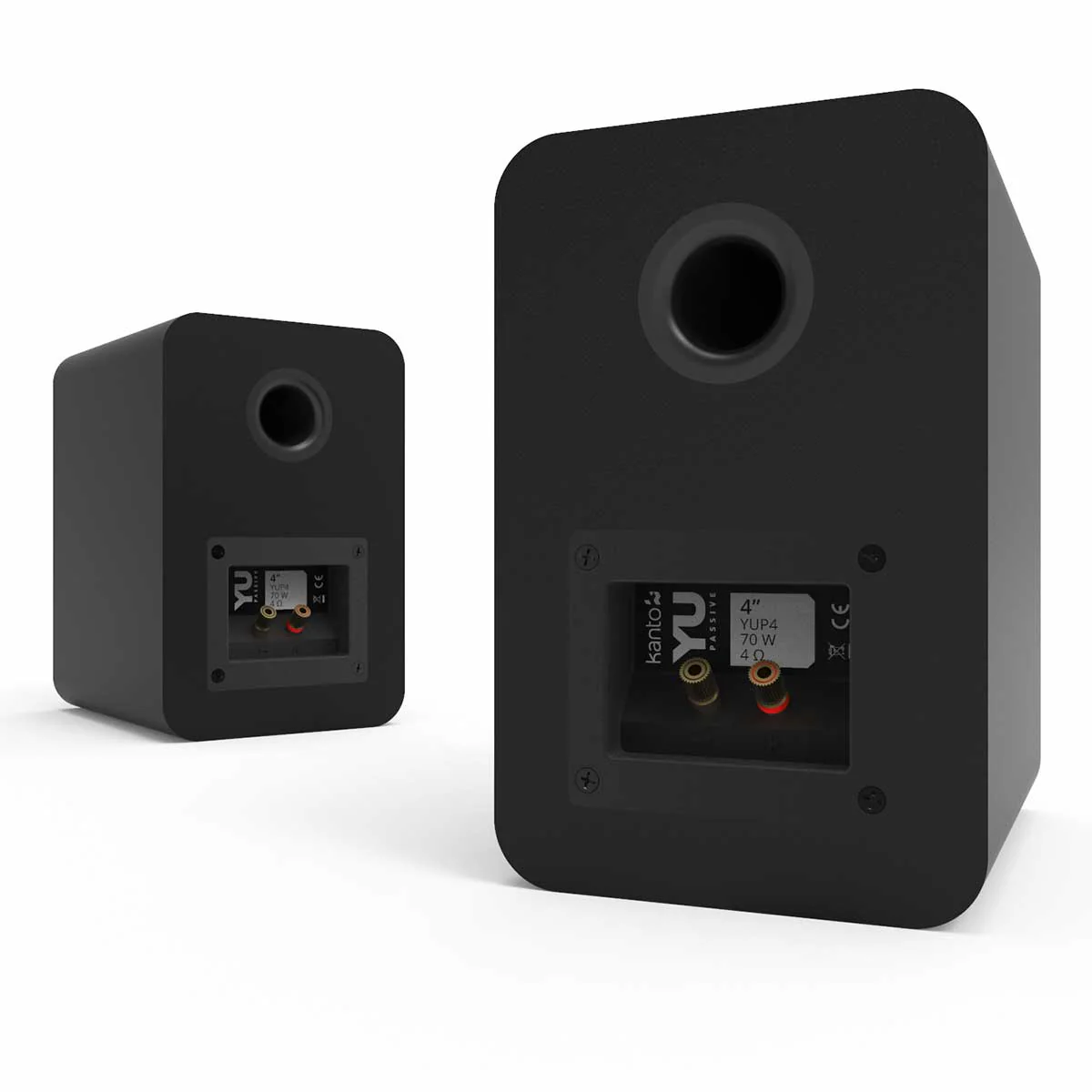 Kanto OPEN BOX YU Passive 4" Passive Bookshelf Speakers with 1" Silk Dome Tweeter | External Amplifier Required | Matte Black | Pair - A Grade - Image 2