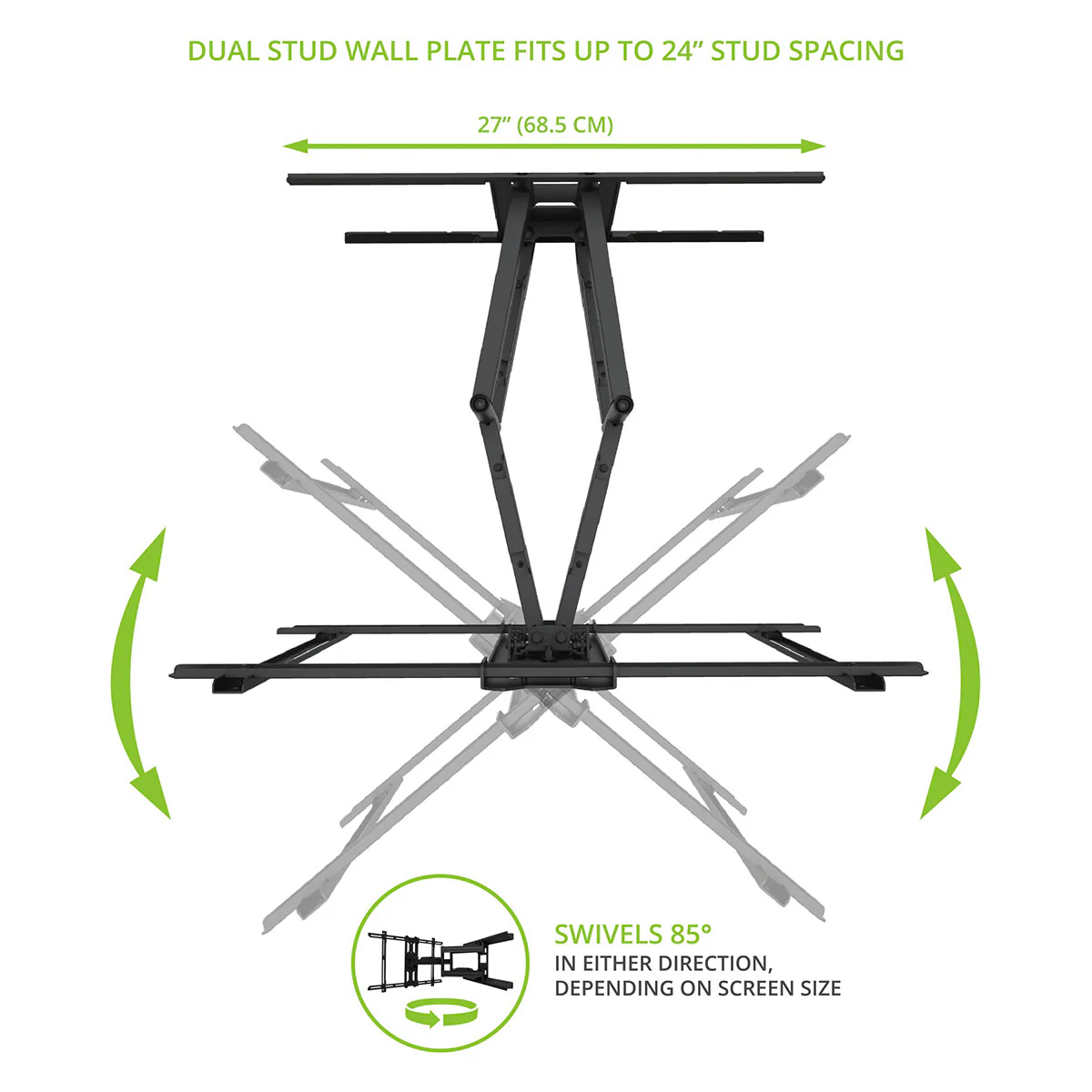 Kanto PDX680 Full Motion TV Wall Mount for 39" - 80" TVs - Image 5