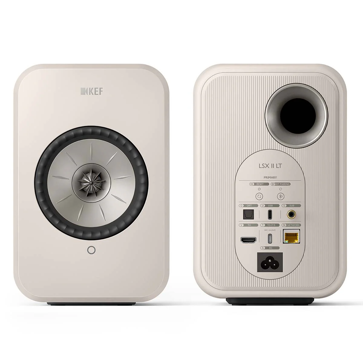 KEF OPEN BOX LSX II LT Wireless HiFi Powered Bookshelf Speakers - Stone White - A Grade - Image 3