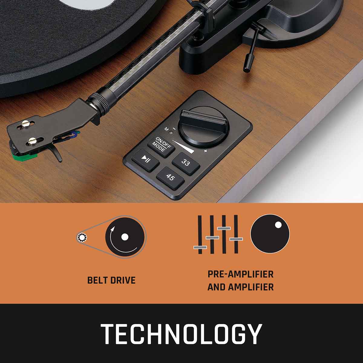 Lenco LS-600 Turntable w/ Built-In Amplifier, Bluetooth, and Speakers - Image 34